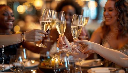 a image of a group of people toasting with champagne glasses
