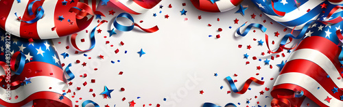 A large group of stars with stripes nation unity and celebration of independence day on white background
