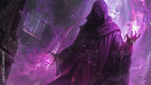 mysterious warlock wielding eldritch powers dark fantasy brooding otherworldly patron magic sorcery digital painting