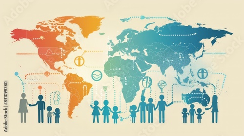 Create an infographic illustrating different family structures around the world. Highlight nuclear, extended, single-parent, and blended families, and discuss the unique aspects of each.