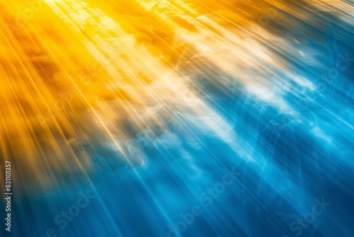 Blue and yellow backdrop with sun