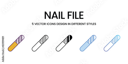 Nail File icons vector set stock illustration.