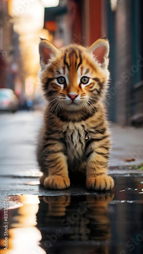 portrait of a cat on the street