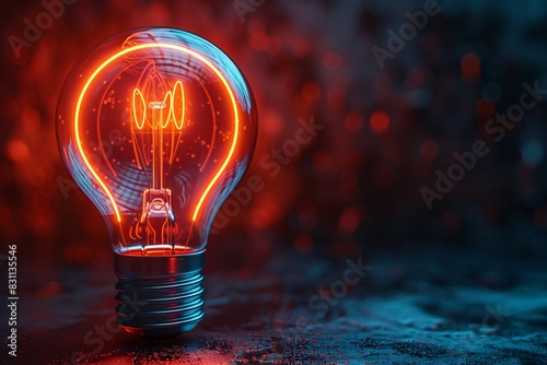 Close-up light bulb with red light
