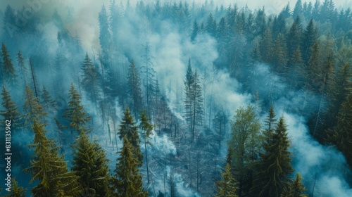 Firebreak cutting through a forest, creating a barrier to halt the spread of wildfires and protect adjacent areas