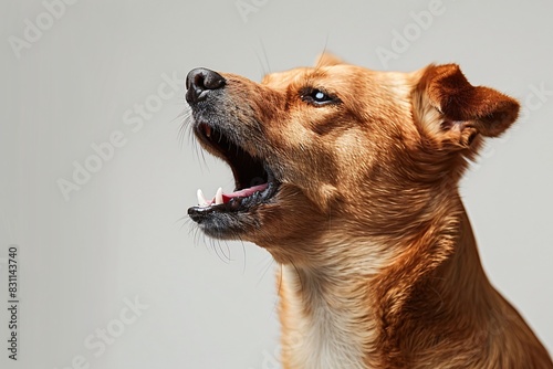 Dog yawning wide