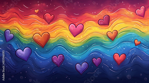 LGTBI rainbow colors. I love you. Lines, love and patterns.