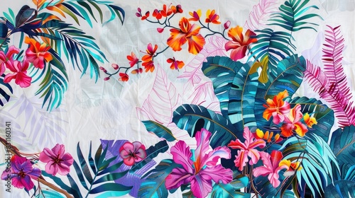 Embroidered Tropical Patterns in Isolation