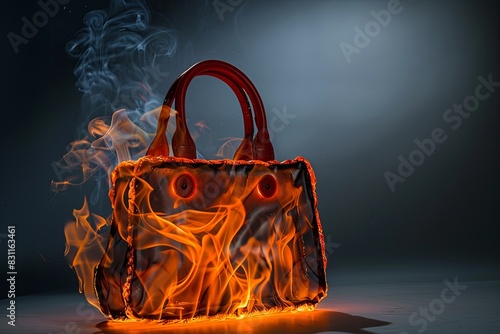 lady handbag, made out of fire and flames