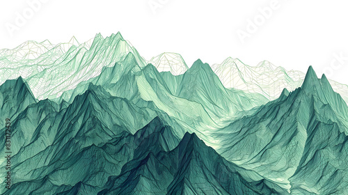 green mountains landscape illustration abstract background decorative painting