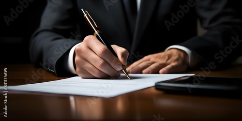 A lawyer reviewing a contract for accuracy and compliance with business terms and conditions. Concept Business Contract Review, Legal Compliance, Lawyer Consultation, Business Terms Analysis