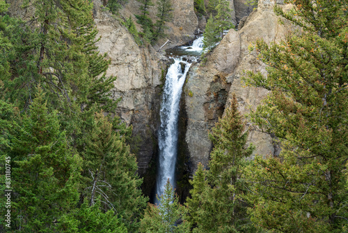 Tower Fall in Yellowstone National Park on a fall evening in Montana and Wyoming