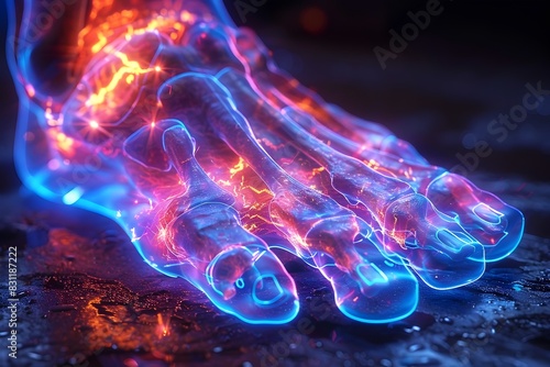 Vibrant D of Metatarsals Bones in Neon Colors for Medical Education