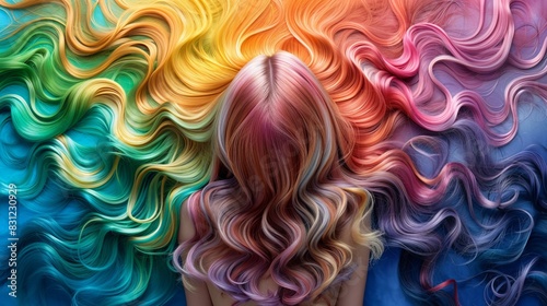 Stylish Hair Salon Theme with Curly Blonde Hair, Colorful Accessories, and Rainbow Elements
