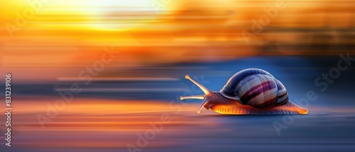 Snail shell, turbo mode, rapid movement, focus on, surprising speed, vibrant, silhouette, highway