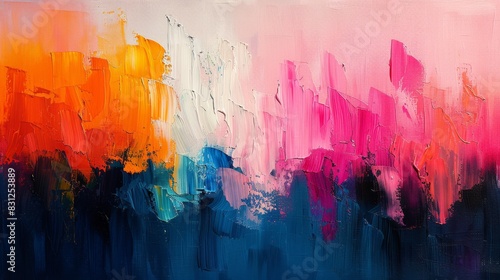 Vibrant abstract artwork with dynamic brushstrokes and bold color palette