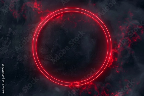 Mysterious black design with glowing red lines framing an empty ovoid