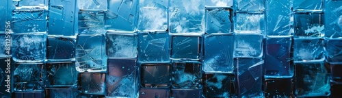 Glistening ice wall with embedded security codes, top view, symbolizing encrypted protection, advanced tone, Colored pastel