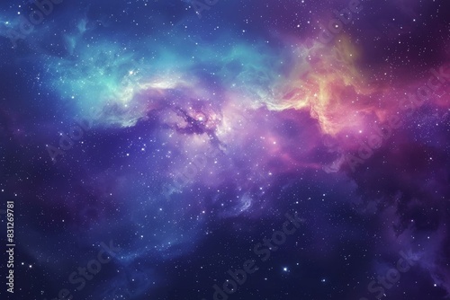 Vibrant space dust cloud enveloped cosmic nebula, enchanting celestial marvels cosmic starry sky idea artwork