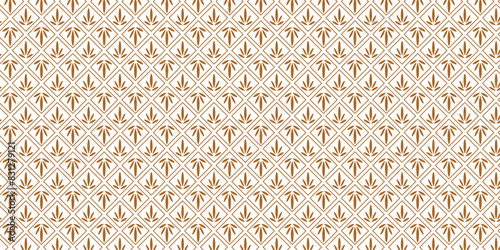 Golden abstract floral seamless pattern. Vector gold and white background. Simple geometric ornament. Luxury graphic texture.