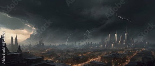 Devastating storm over the city