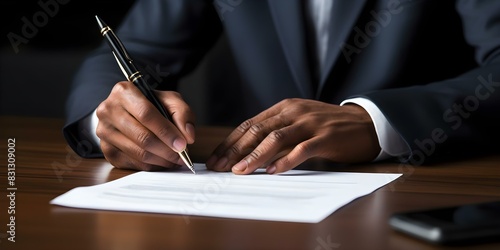 Signing a Contract in a Conference Room: Finalizing a Business Deal. Concept Negotiation Strategies, Business Etiquette, Legal Documents, Professional Communication, Successful Deal Closing