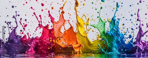 Colorful Paint Splashes in Water