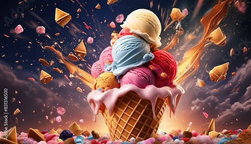 Delicious ice cream explosion