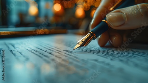 A person is writing with a pen on a piece of paper