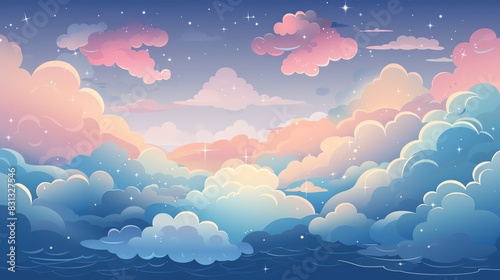 A beautiful, serene landscape featuring a vast ocean and a smattering of clouds in the sky