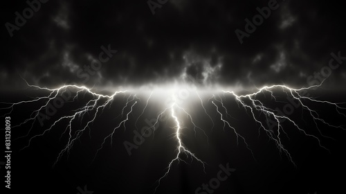 A powerful bolt of lightning strikes the ground during a summer storm.