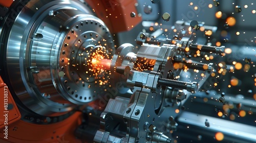 precision metal grinding in workshop closeup of hightech industrial machinery 3d illustration