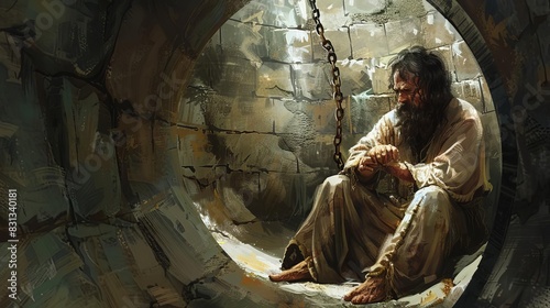 prophet jeremiah imprisoned in well biblical story illustration suffering for faith digital painting