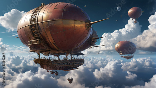 Beneath the twin moons of the Wandering Skies, nomadic tribes of sky pirates soar through the clouds aboard majestic airships. Generative AI