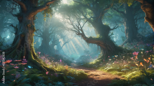 Deep within the enchanted forest, a hidden glade shimmers with the ethereal light of faerie magic, where woodland creatures gather to witness the coronation of the forest queen, Generative AI