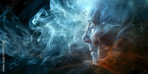 Elderly vanish into mist symbolizing Alzheimers memory loss conceptual photography. Concept Conceptual Photography, Alzheimers Awareness, Memory Loss, Symbolic Imagery, Aging and Loss