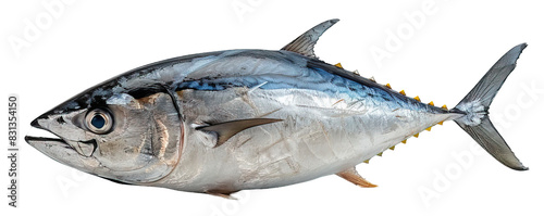 side view of fresh tuna fish isolated on transparent background ,generative ai