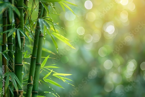 Bamboo plant with water droplets