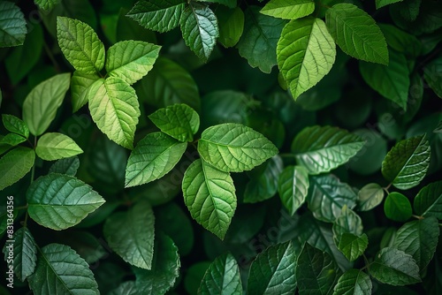 Green leafy plant on black background
