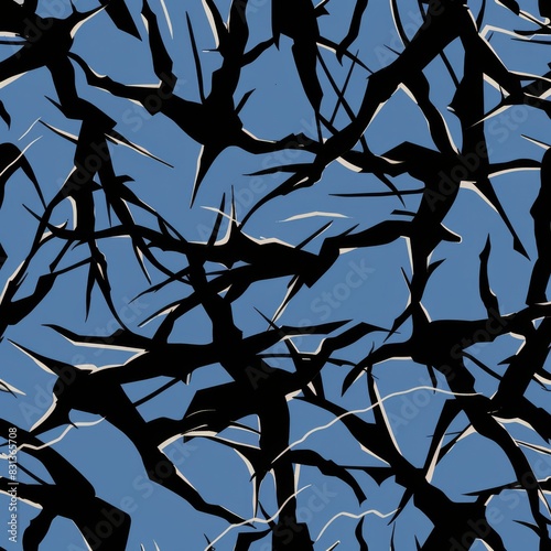 Abstract Silhouetted Branches Against Twilight Sky