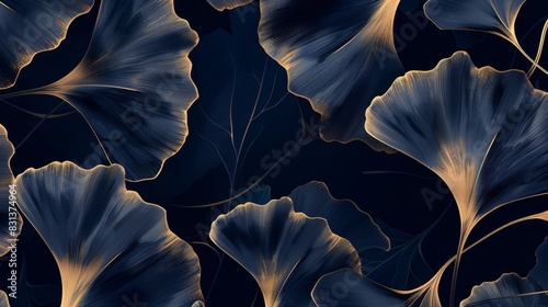  Dark background with golden leaves, creating an effect of sophistication and elegance. Perfect for premium and luxurious projects.