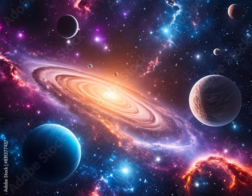 Abstract space background. Galaxy and Nebula, universe with stars and galaxies in outer space. planets of the solar system; beautiful natural high resolution photograph 