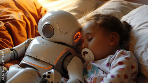 Robot puts baby to sleep. Artificial intelligence to help with caring children