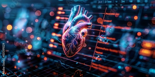 Holographic Display: Key Facts and Tips for Preventing Heart Disease with Emphasis on Early Detection and Seeking Medical Help. Concept Early Detection, Seeking Medical Help