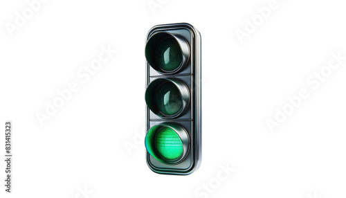 A traffic light with a green light at the bottom, on a transparent background