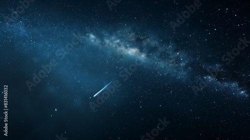Close-up of a shooting star streaking across the dark sky, leaving a trail of light in its wake during a meteor shower
