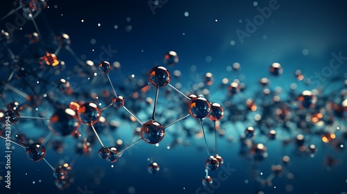 A beautiful hexagonal molecule filled with dots, placed against a soothing blue solid background.