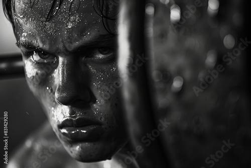 Raw Intensity and Focus of a Weightlifter - Dramatic Black and White Photography for Sports and Fitness Inspiration