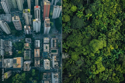 Contrast Between Urban Density and Pristine Nature: Aerial Comparison for Environmental Themes