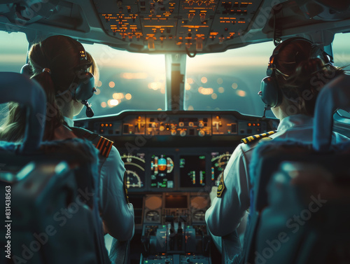 Two female pilots in the cockpit 